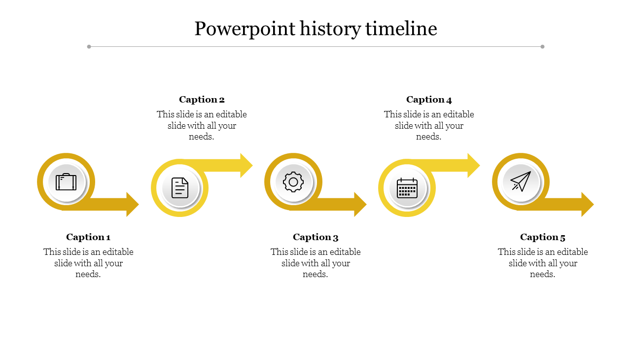 Free - Attractive PowerPoint History Timeline With Five Nodes